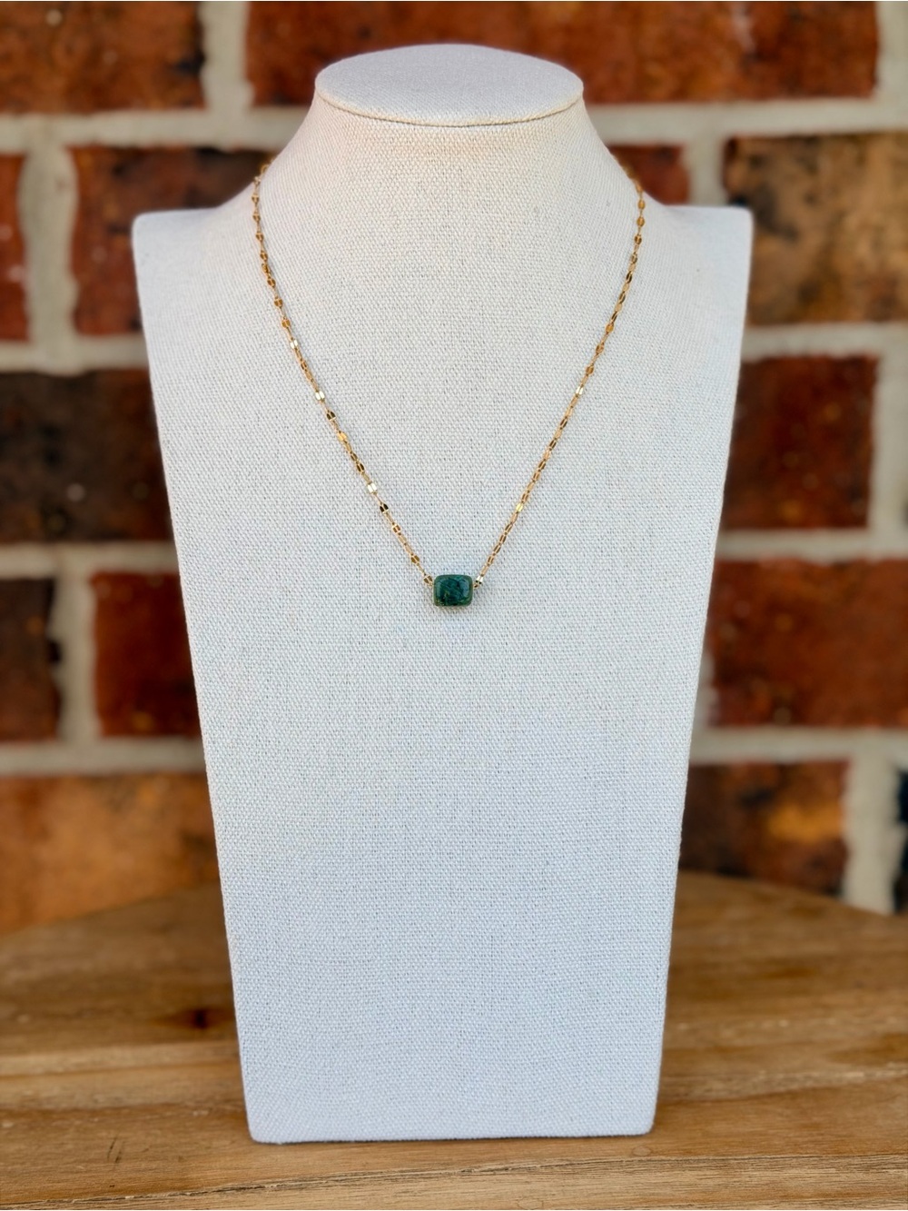 African Turquoise Gold Charm Necklace